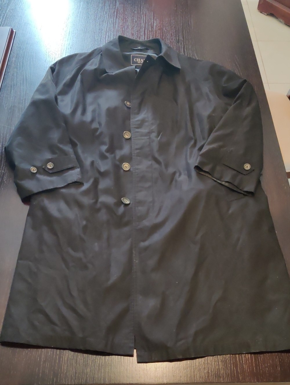 Chaps Black Men's Classic Trench Coat